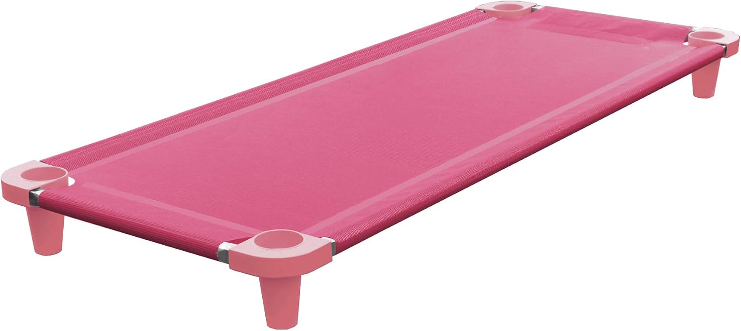 Acrimet Toddler Cot Bed for Kids, Travel, Day Care, 52" x 21", Pink, 1 Pack | Portable, Stackable Design