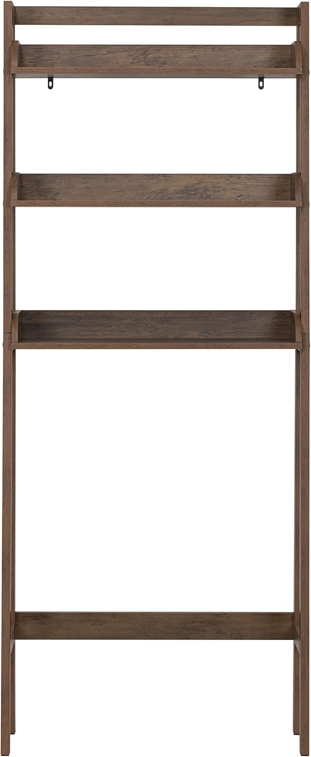 UTEX Over The Toilet Storage Shelf, 3-Tier Bathroom Organizer, White | FSC-Certified MDF, Open Ladder Design, Adjustable Lower Crossbar, Anti-tip Hardware, 33-Inch Clearance, Raised Side Guards