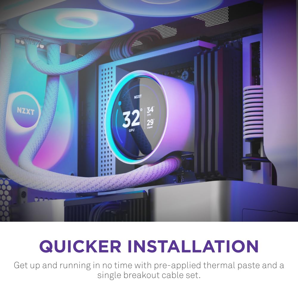 NZXT Kraken Elite 360 RGB - 360mm AIO CPU Cooler, LCD - White | 360mm RGB AIO with 2.36-inch LCD and F360 RGB Core fan. Flagship display cooling with synced RGB via CAM.