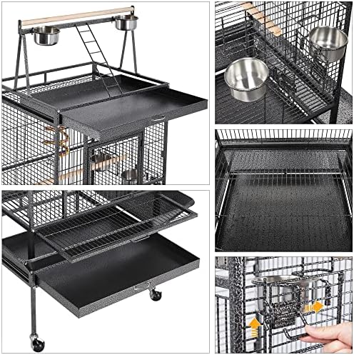 Yaheetech 68-inch Rolling Play Top Large Parrot Bird Cage for African Grey Cockatiel Conure Lovebird Parakeet Budgie