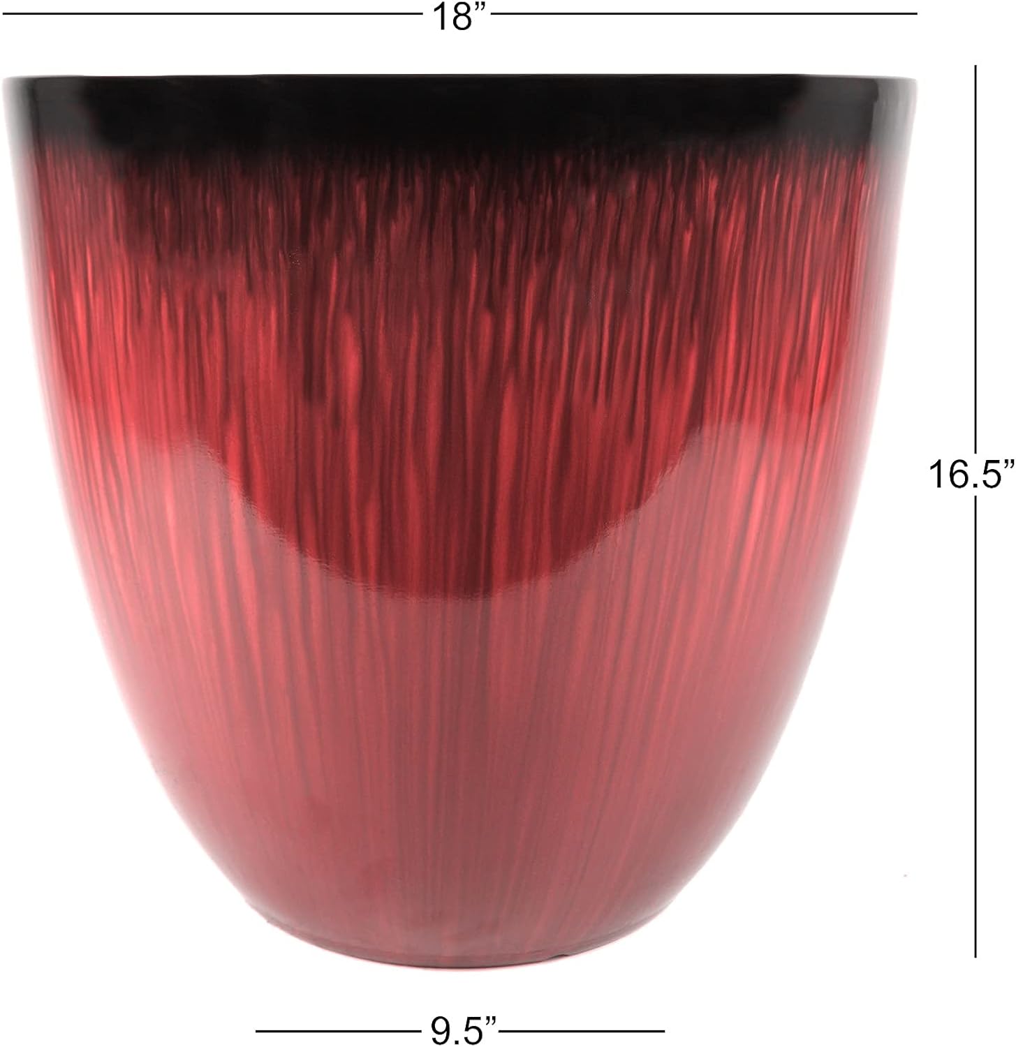 (EPR18-105) Large Egg Shaped Planter - Modern Indoor & Outdoor Decorative Flower Pot/Box (18 Inch, Red Flower)
