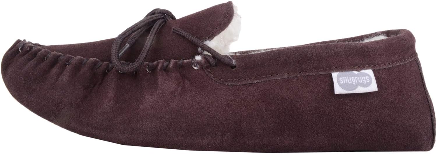 SNUGRUGS Men's Alfie Wool Lined Suede Sole Moccasin Slipper