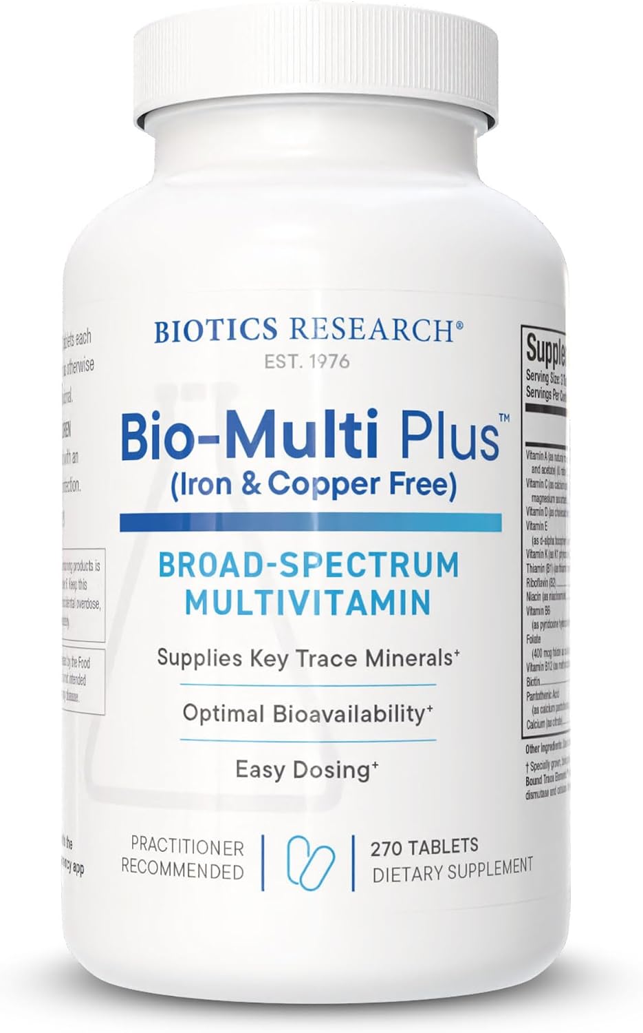 BIOTICS RESEARCH Bio Multi Plus Iron & Copper Free Multivitamins 270Tablets