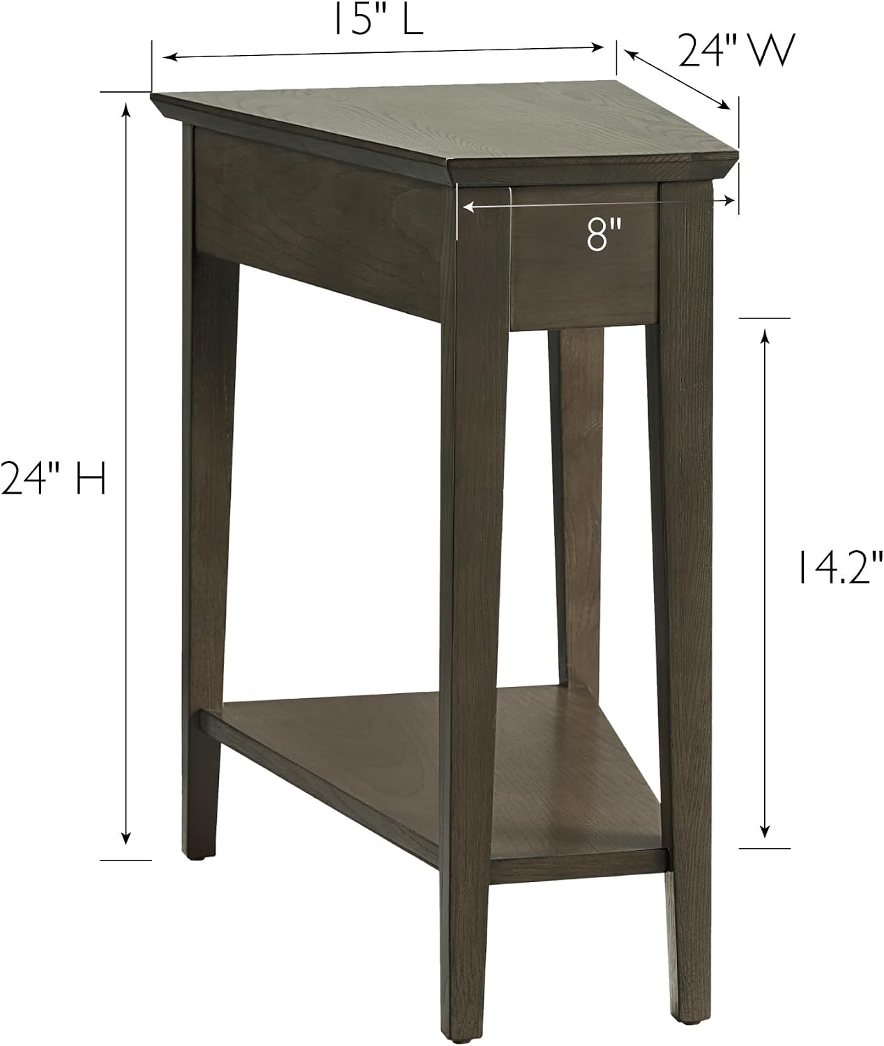 Leick Home Delton Wedge End Table, 17", Sienna