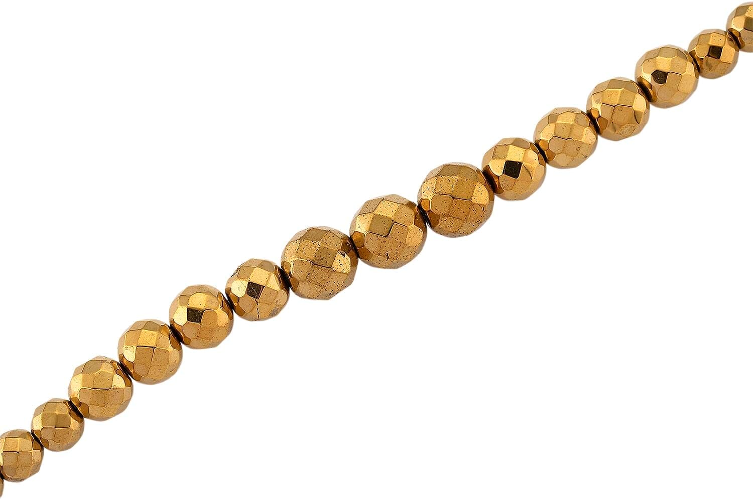 Yellow Gold Color Hematite Beaded Necklace Silvertone 560.00 ctw 21-23"