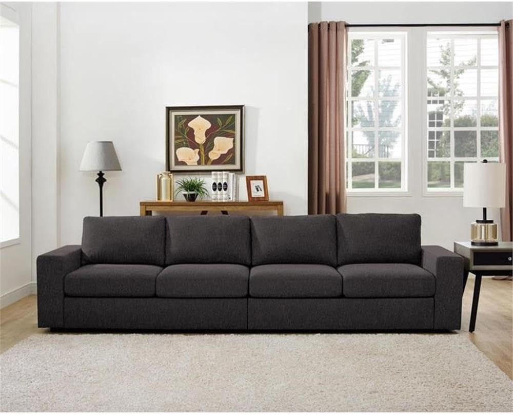 Lilola Home Jules 4 Seater Sofa in Dark Gray Linen