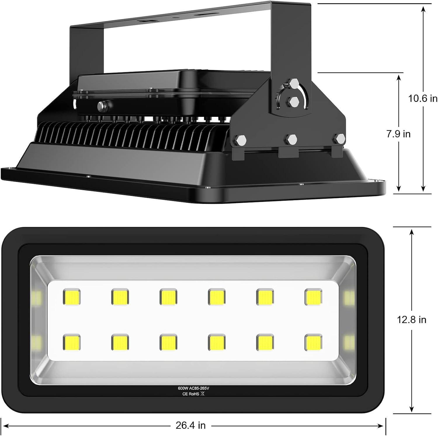 200W LED Flood Lights Outdoor, 110-285V, 20000LM Super Bright Security Light Fixture, IP66 Waterproof 6000K Daylight White，Landscape Commercial Industrial Lighting Fixtures