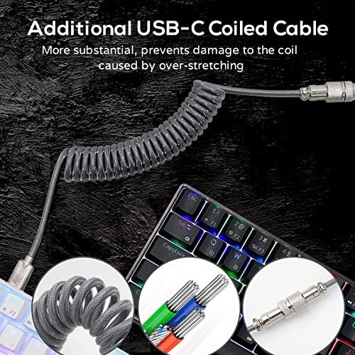 RK ROYAL KLUDGE RK61 Wireless Mechanical Keyboard, 60% Percent RGB, White | Hot Swappable Gaming Keyboard with Bluetooth/2.4G/USB, 61 Keys Ultra-Compact for Win/Mac/PC, Coiled Cable, Linear Red Switch