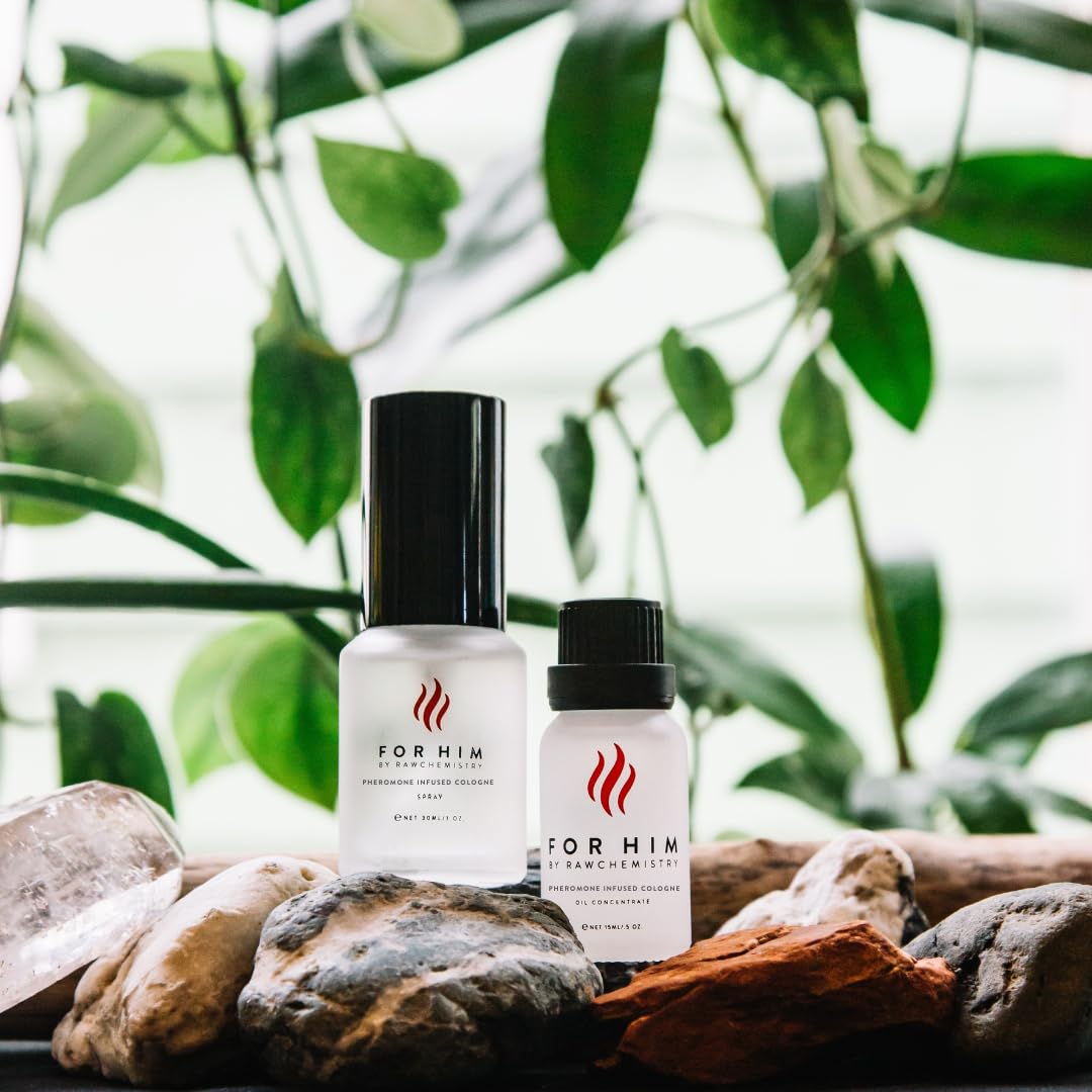 Pheromone Infused Cologne for Men - For Him 1 oz Spray by RawChemistry | Long Lasting Perfume for Men, Mens Body Spray, Premium Cologne Oil Notes, Fine Fragrances for Men, All Day Daily Use, 1 Oz
