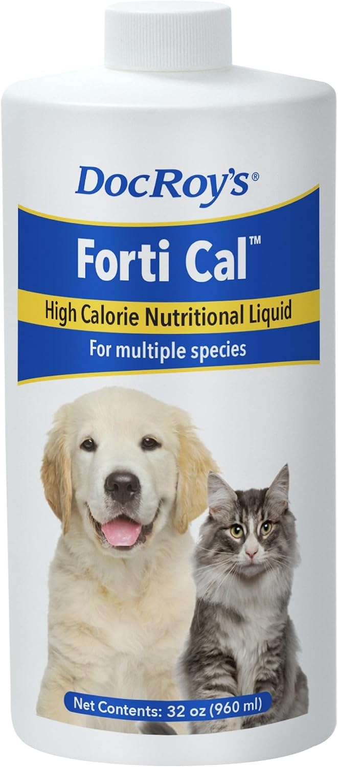 Doc Roys Forti Cal Liquid Energy Supplement for Dogs, Cats, Horses and Parrots, Natural Glucose Source with Soluble and Insoluble Fiber, Vanilla Flavor, Gallon