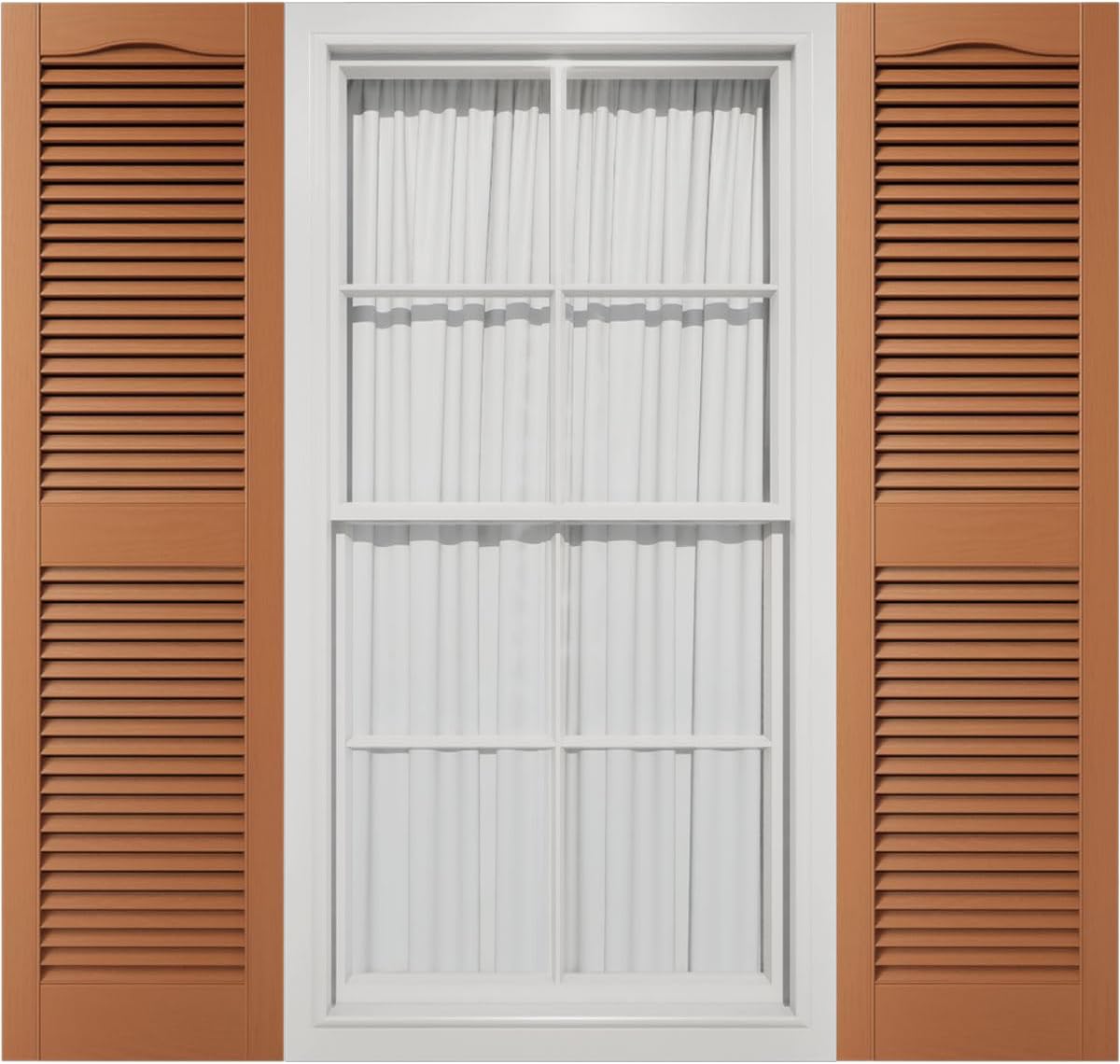 Mid America 00011455002 Standard Size Cathedral Top Center Mullion, Open Louver Vinyl Shutter, w/Installation Shutter-Lok's & Matching Screws (Per Pair), 002, 14 1/2"W x 55"H, Black