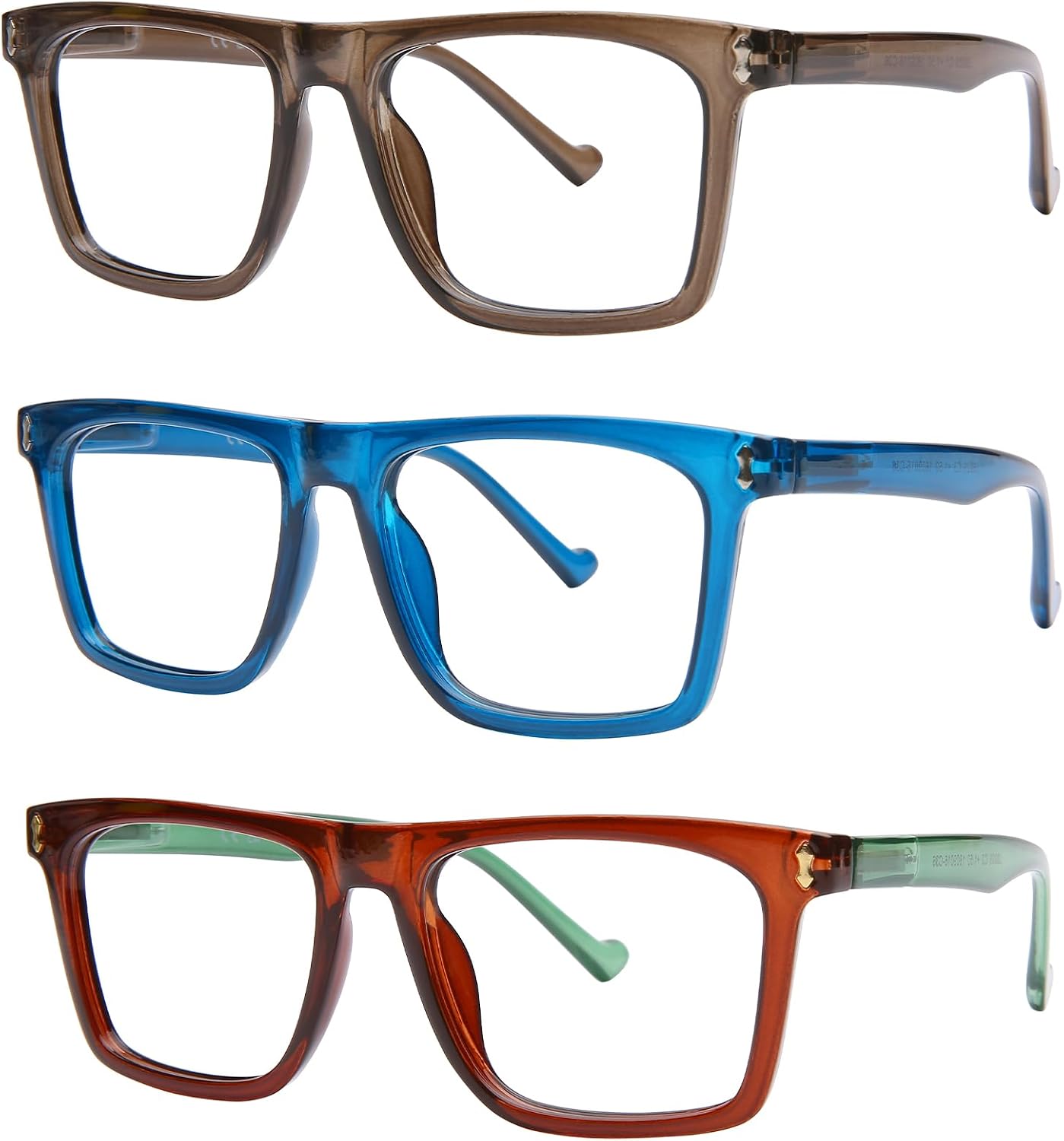 AQWANO Oversized Computer Reading Glasses Blue Light Blocking, 4 Pairs Stylish Fashion Design Anti UV Ray/Eye Strain/Glare Readers Men Women, 1.5