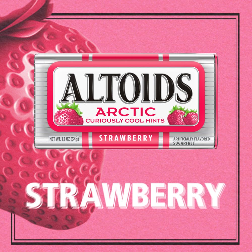 ALTOIDS Arctic Wintergreen Breath Mints Sugar Free Hard Candy Bulk, 1.2 oz Tin (8 Pack)