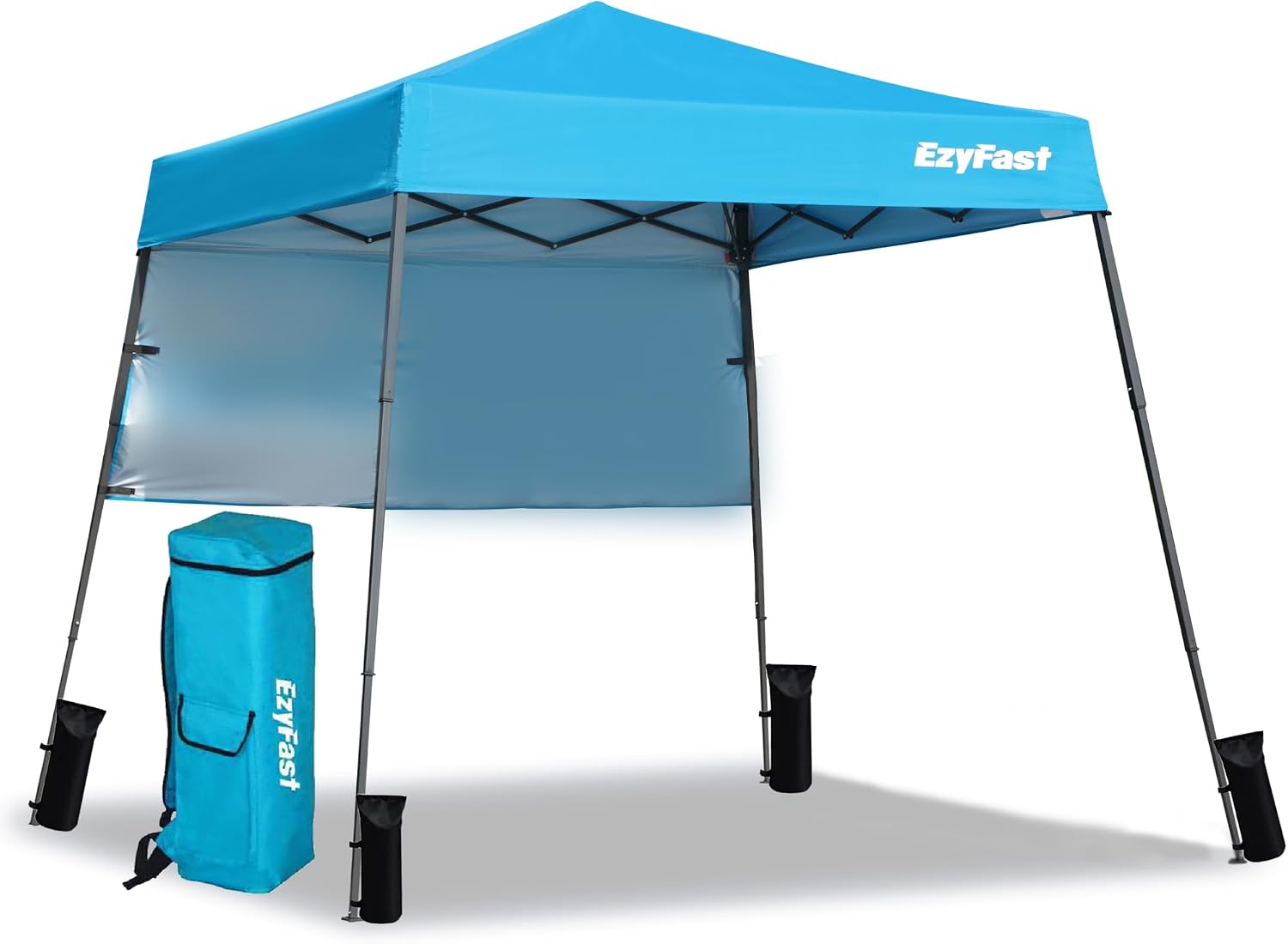 EzyFast Ultra Compact Backpack Canopy, Pop Up Shelter, Portable Sports Cabana, 7.5 x 7.5 ft Base / 6 x 6 ft top for Hiking, Camping, Fishing, Picnic