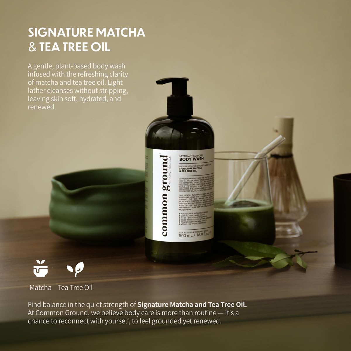 COMMON GROUND Natural Body Wash - Paraben & Cruelty Free, Vegan, Plant-Based, Botanical Freesia Scent & Avocado Oil Extracts - All Skin Types