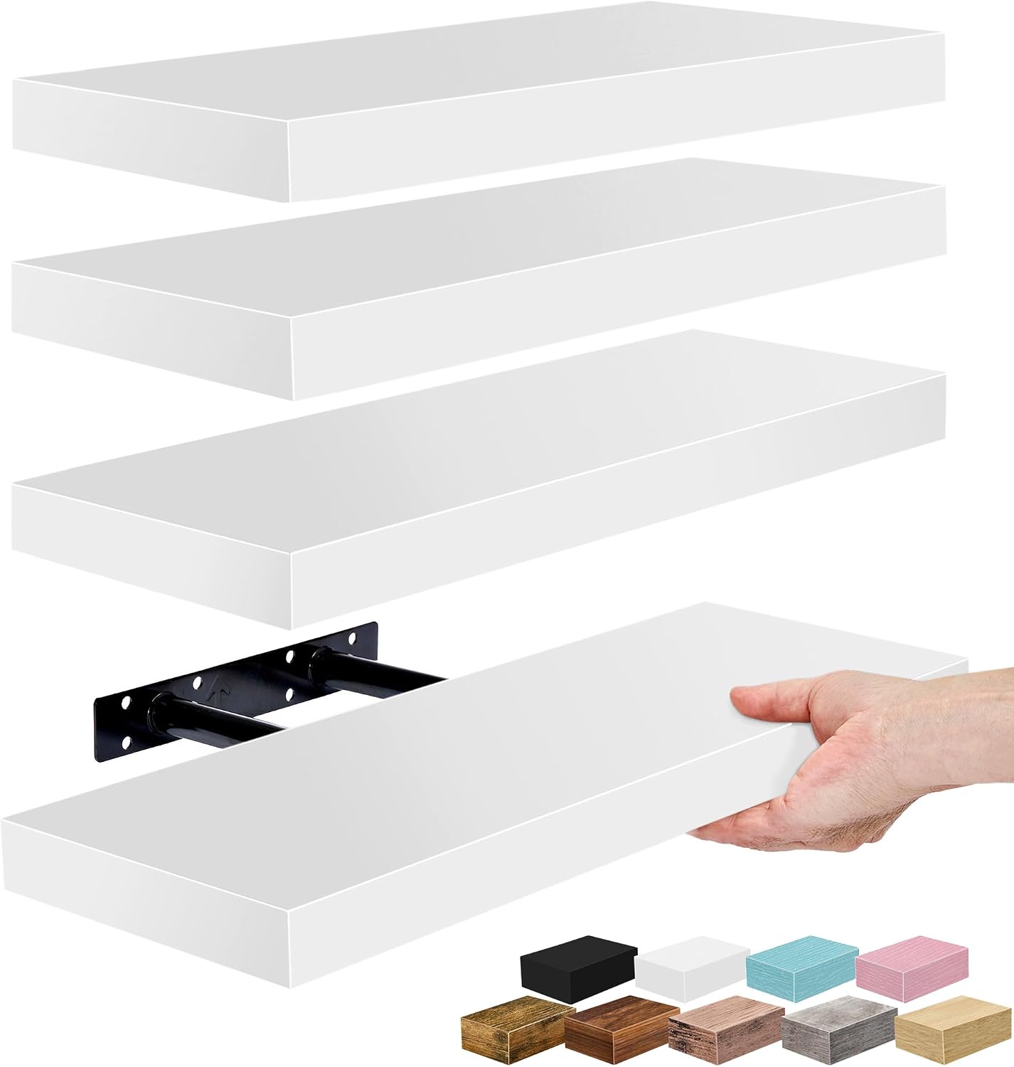 Sorbus Floating Shelves for Wall – 16 Inch Floating Shelf for Kitchen, Bedroom, Living Room, Bathroom, Home & Wall Decor - Mounted Bathroom Shelves with Invisible Brackets (Grey, 3 Pack)