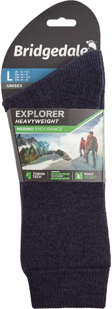 Bridgedale Explorer Heavyweight Merino Performance Boot Walking Socks Medium Navy