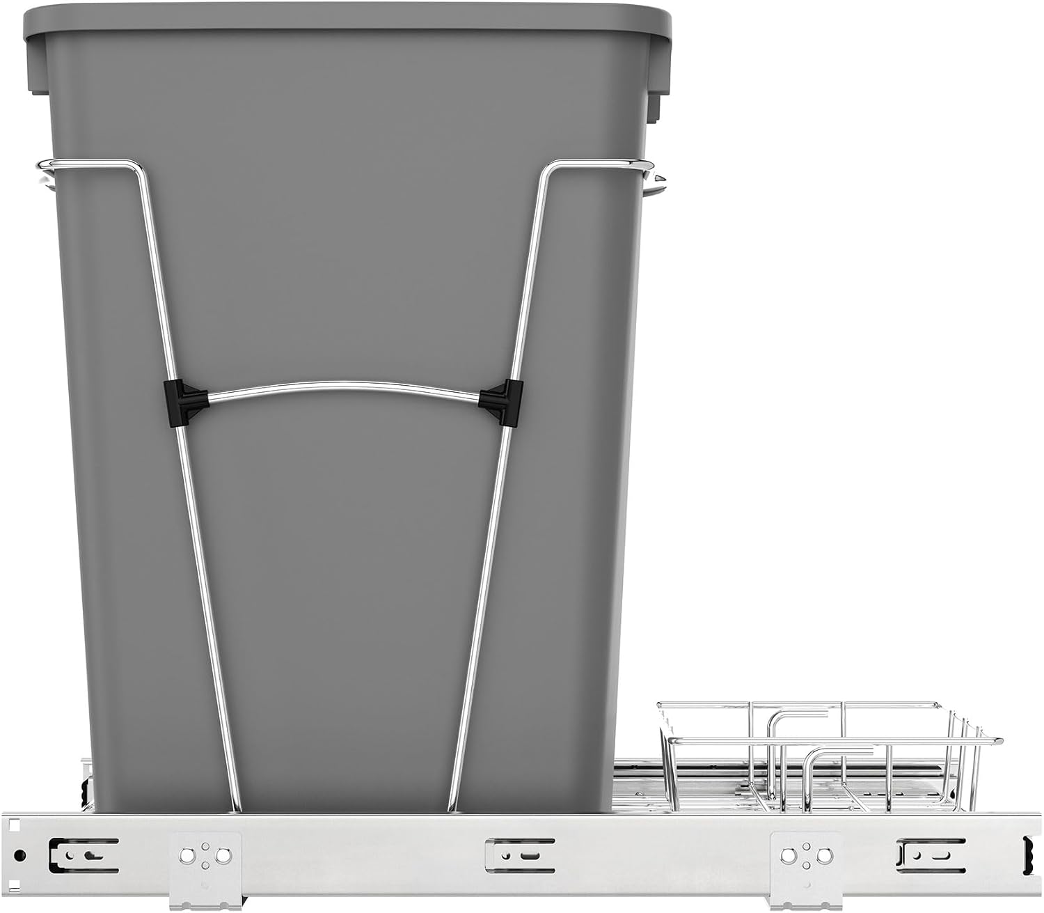 Rev-A-Shelf Pullout Trash Can for Kitchen Cabinets, Black Waste Bin, 35 Qt | Large Capacity Garbage/ Recycling Waste Container, Heavy Gauge Metal Wire Construction w/Full Extension Slides, RV-12KD-18C S