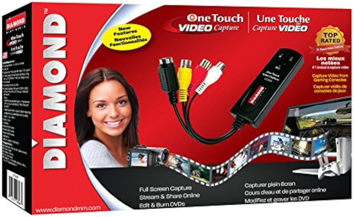 Diamond Multimedia VC500 One Touch VHS to Digital Converter – Capture & Convert VHS to Digital Files or DVD, Easy-to-Use Software, Windows 11,10 & Mac Compatible
