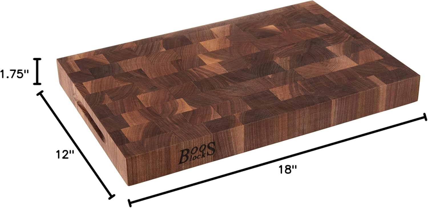 John Boos CCB Series Rectangular Wooden Walnut Cutting Board 18”x12” – 1.75” Thick