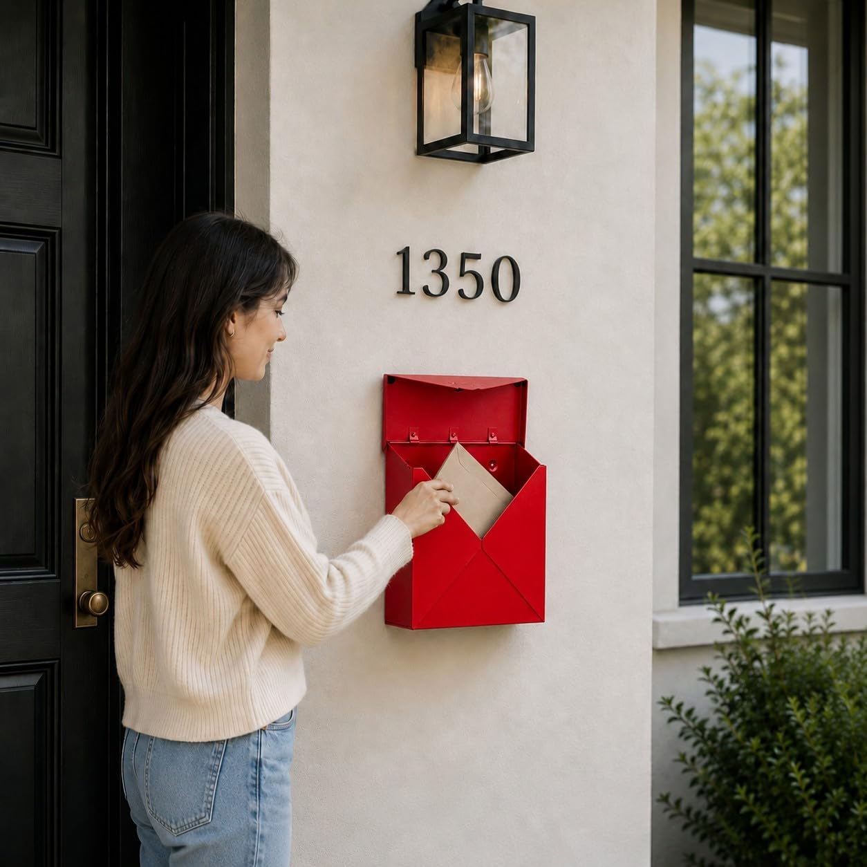 NACH Mailboxes for Outside Wall Mount, 10 x 10 x 4 inch Black Mailbox, Waterproof Mailboxes for Outside - Chicago Style Mail Box