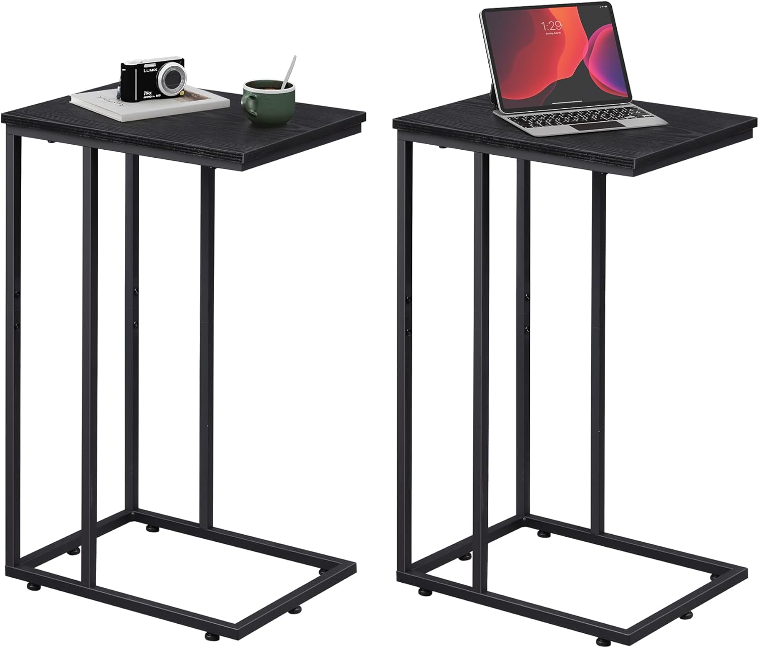 WLIVE C Shaped End Table, Small Side Tables for Sofa and Bed, Couch Table that Slides Under for Living Room, Bedroom, Home Office, Small Spaces