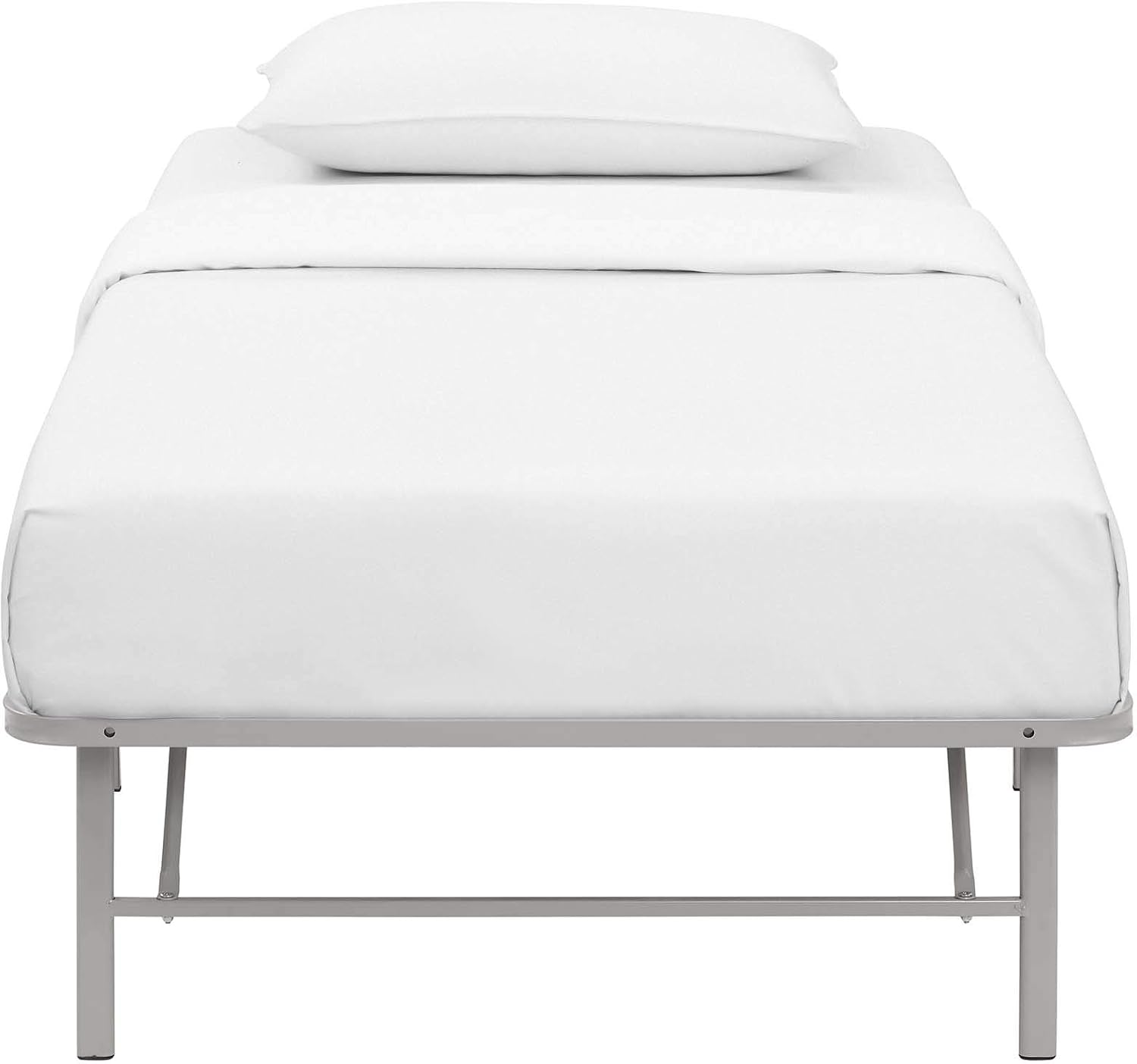 Modway Horizon Queen Bed Frame In Gray - Replaces Box Spring - Folding Metal Mattress Bed Frame