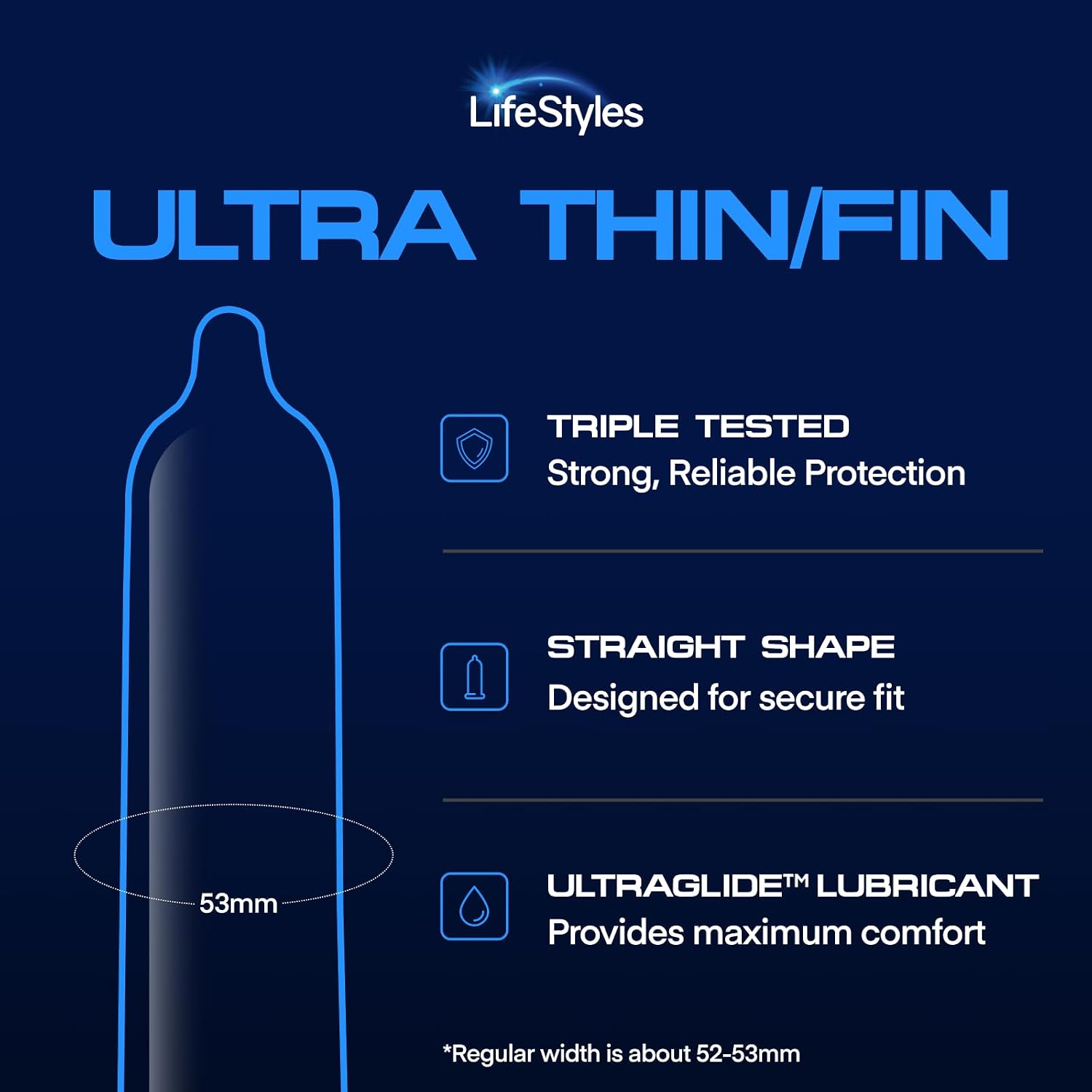 Lifestyles Ultra Thin Natural Rubber and Lubricated Latex Condoms Value Pack, 50 Count