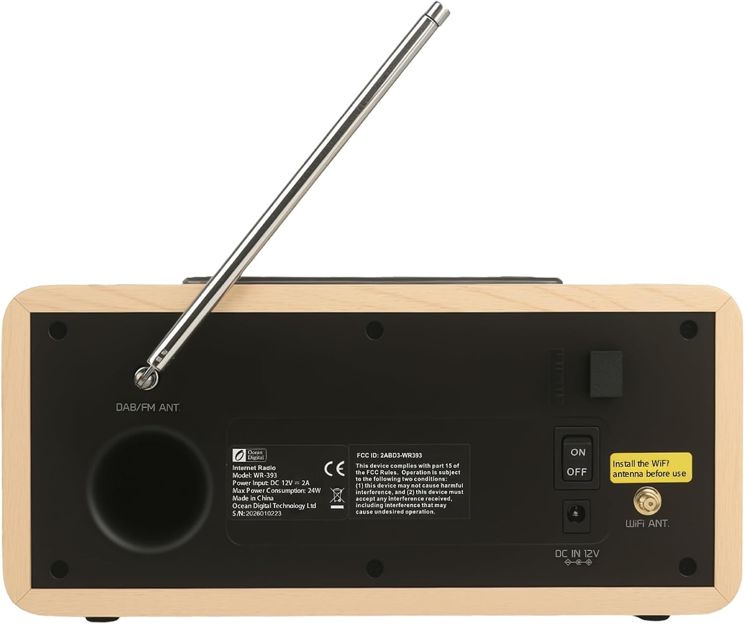 Ocean Digital WR-393 WiFi Internet Radio with FM, Podcast, Bluetooth Speaker, 3.5" Color Display, 30, 000+ Stations, UPnP/DLNA Streaming