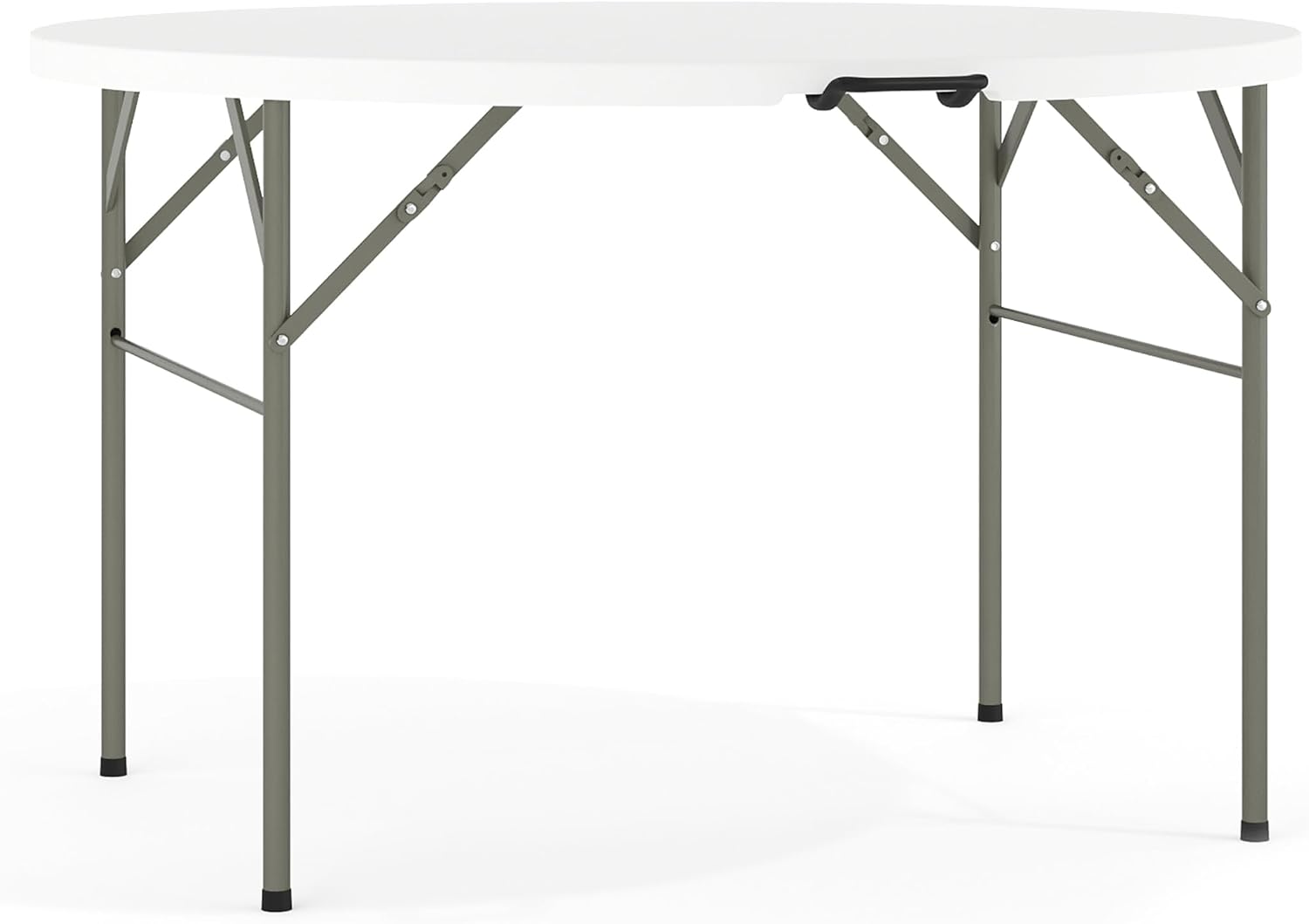 Flash Furniture 5-Foot Round Bi-Fold White Plastic Folding Table | Lightweight, Easy Storage, Commercial Grade, Carrying Handle