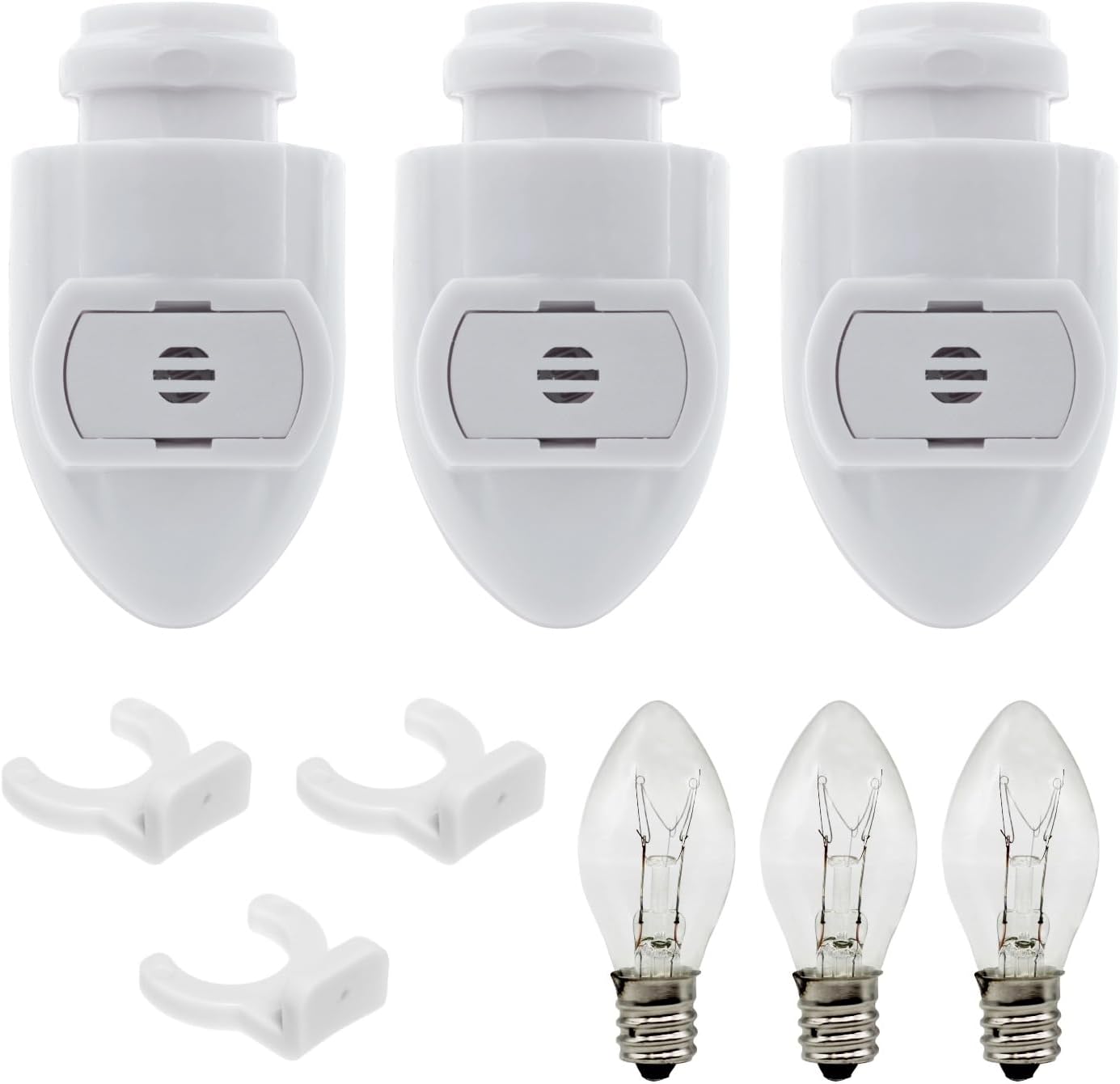 Creative Hobbies White Auto On Sensor Plug in Night Light Module Includes 3 Bulbs and 3 Plastic Clips