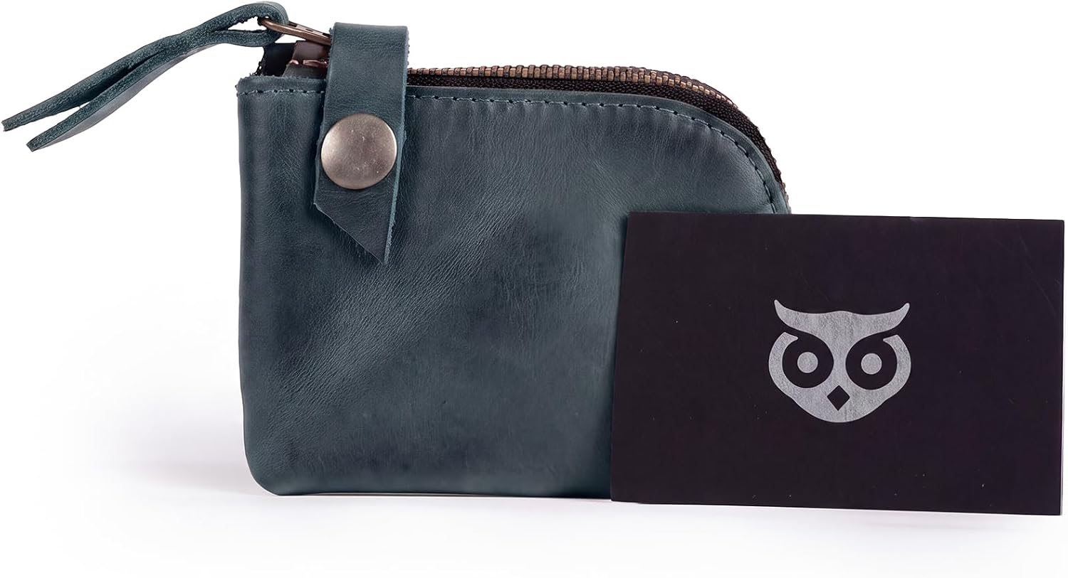 Hide & Drink, Leather Zippered Wallet, Holds Up to 6 Cards Plus Folded Bills, Pouch Organizer, Cash Holder, Travel Essentials, Mini, Pocket-Size, Handmade (Bourbon Brown)
