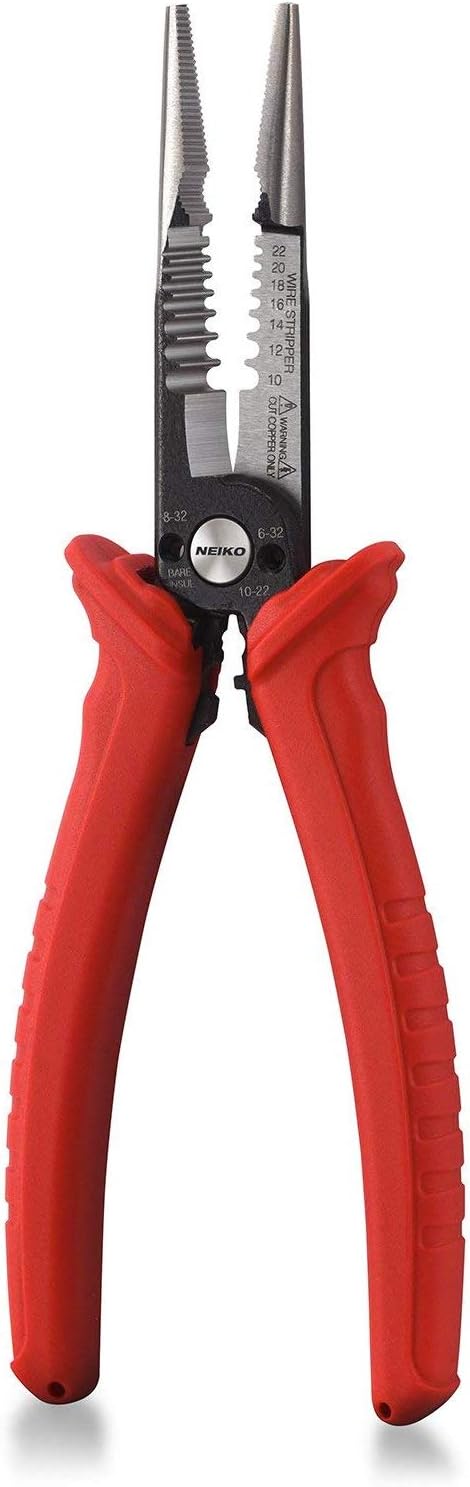 NEIKO 02037A Compact Wire Stripper | 4-in-1 Multi Purpose Electricians Pliers | Wire Crimper, Cutter and Gripper | 12-20 AWG Wire Service Tool | Crimps Insulated & Non-Insulated | Electrical Stripping