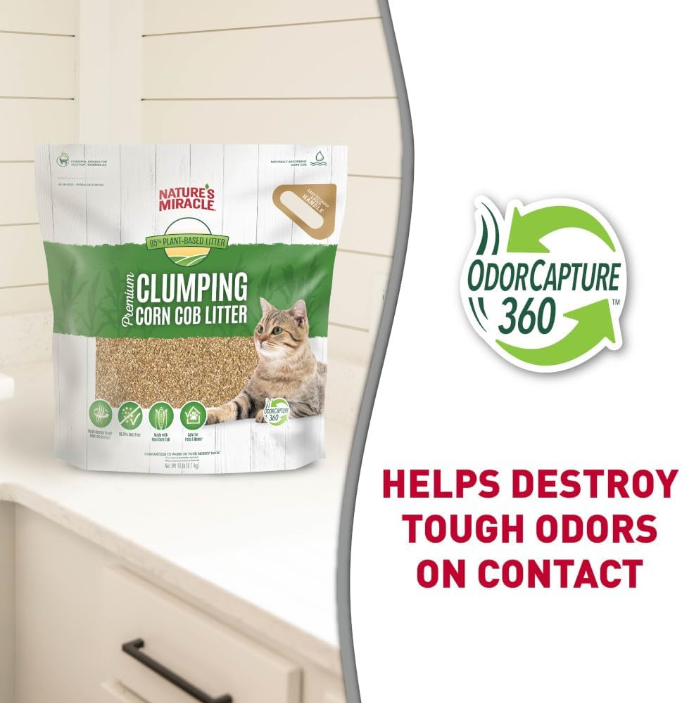 Nature's Miracle Premium Clumping Corn Cob Litter, Tough Odor Bio-Enzymatic Formula, Dust Free