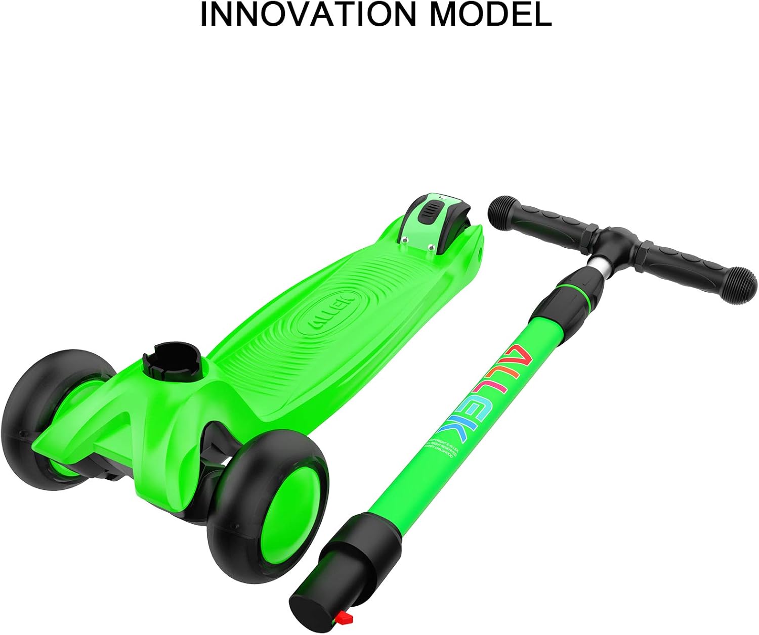 Allek Kick Scooter B03, Lean 'N Glide 3-Wheeled Push Scooter with Extra Wide PU Light-Up Wheels