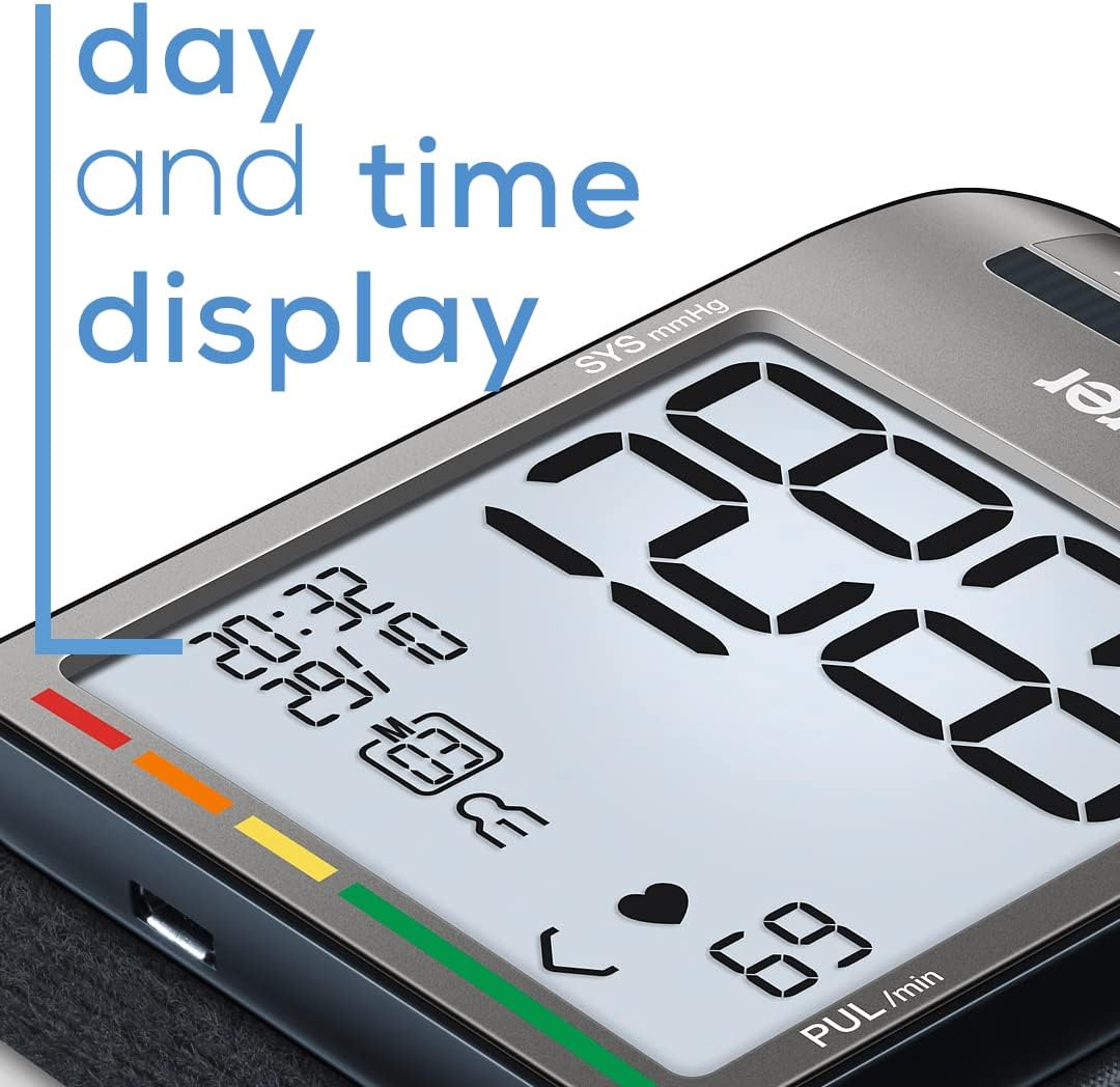 Beurer BC81 Wrist Blood Pressure Monitor – XL Display, Arrhythmia Detection, 120 Memory Sets – XL Blood Pressure Cuff Wrist for Home Use
