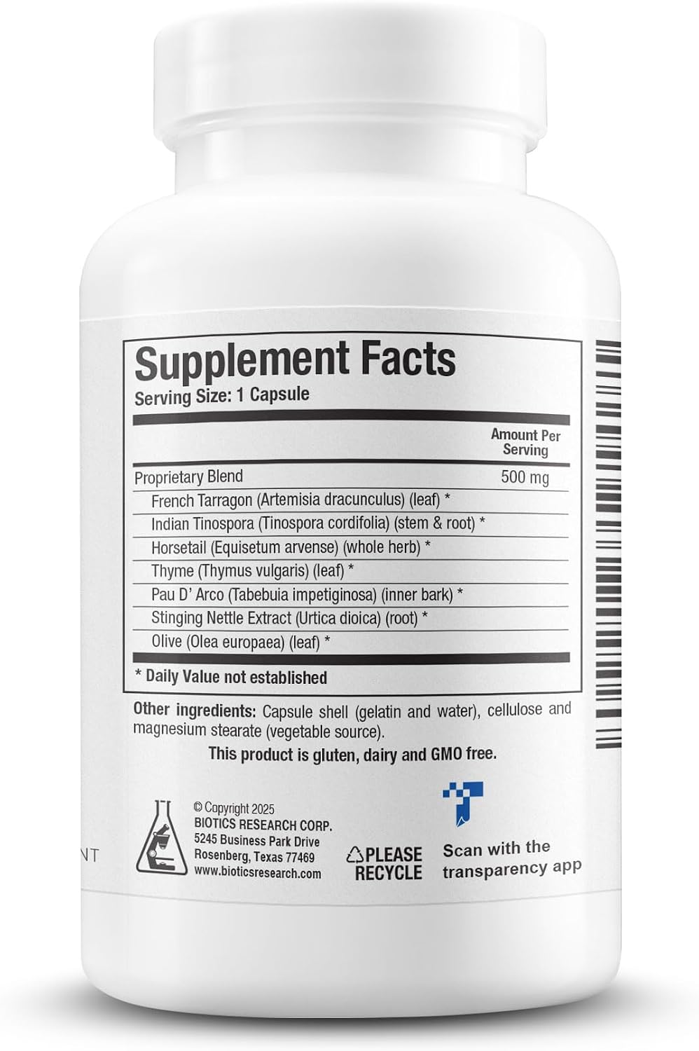 BIOTICS RESEARCH FC Cidal™ Herbal Blend Complete GI Gut Health for Women & Men- 500 mg/Serving - 7 Herbs Proprietary Blend Supplement Supports