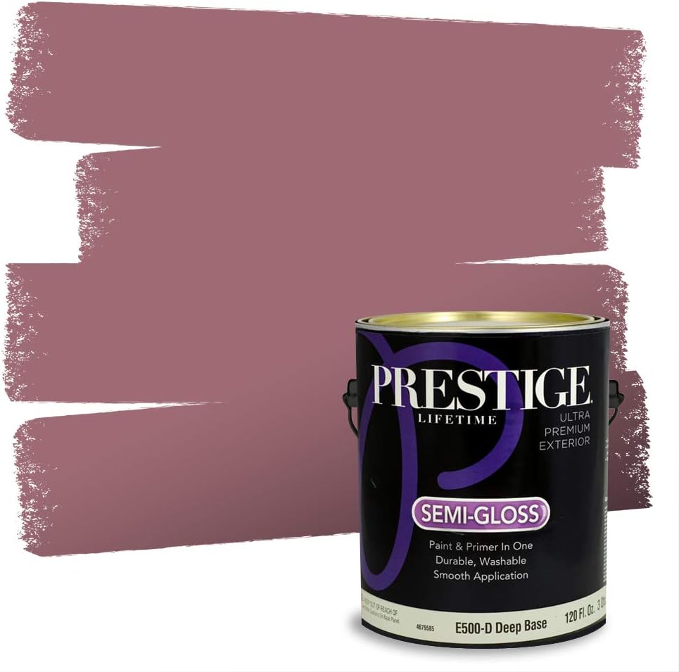 PRESTIGE E500-P-SW6303 Exterior Paint and Primer in One, 1-Gallon, Semi-Gloss, Comparable Match of Sherwin Williams Rose Colored, 1 Gallon, SW17-Rose