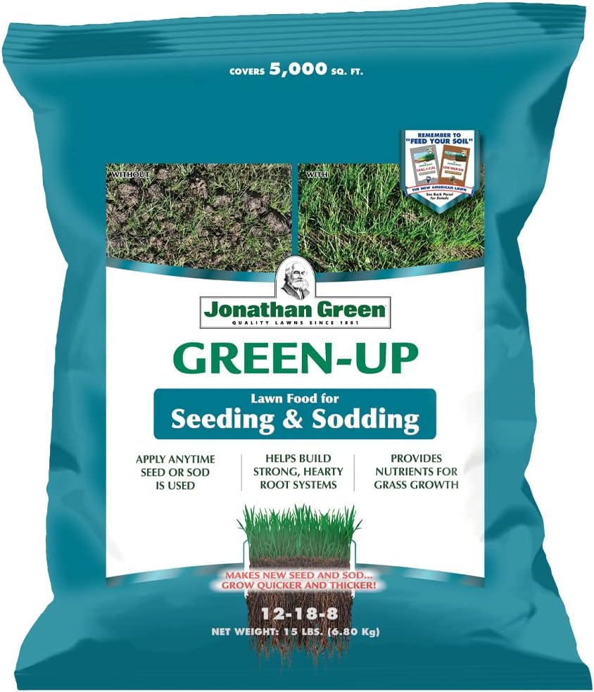 Jonathan Green (11541) Green-Up Lawn Food for Seeding & Sodding - 12-18-8 Grass Fertilizer (5,000 Sq. Ft.)