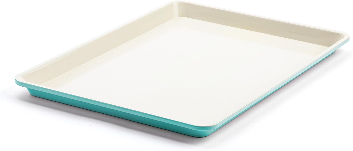 GreenLife 13" x 9" Quarter Sheet Baking Pans, 2 Piece Bakeware Set, PFAS-Free Ceramic Nonstick Rectangular Cookie Trays, Oven Safe to 450°F