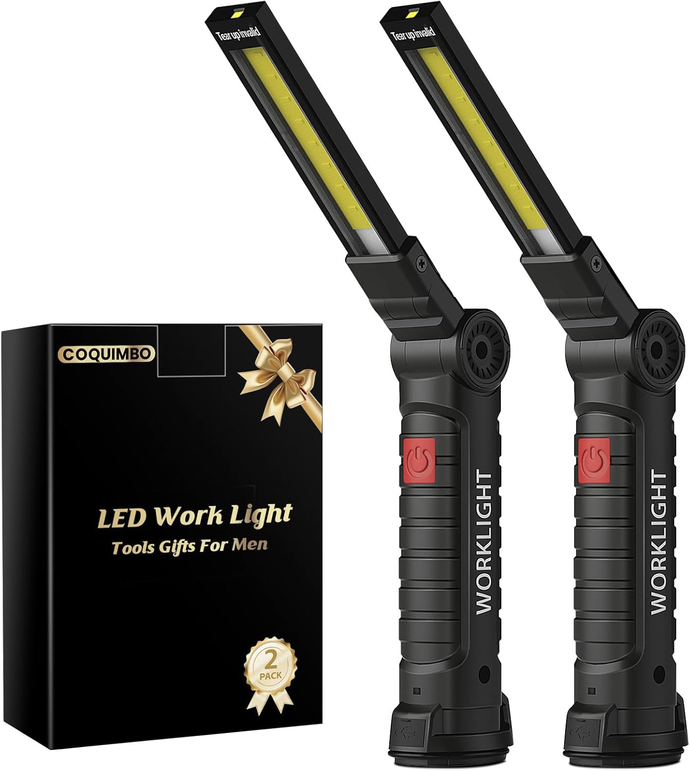 Coquimbo 2 Pack Rechargeable Work Light, Christmas Tool Gifts for Men Dad