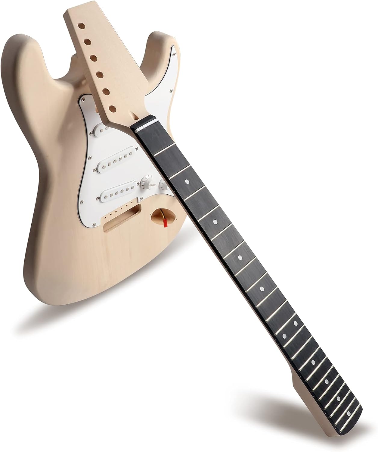 DIY Electric Guitar Kit Beginner Kit Right Handed Basswood Body | Hard Maple Neck, Engineered Wood Fretboard, 6 String, Build Your Own Guitar