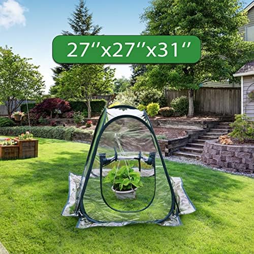Mini Pop Up Greenhouse; 27"x27"x31"; Indoor/Outdoor; PVC/Steel; Zipper Closure; Green