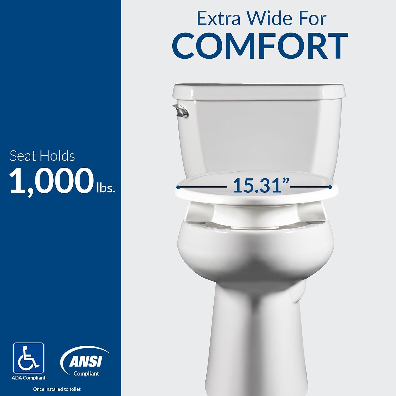 Bemis Assurance 3" Raised Toilet Seat for Seniors, Therapist Preferred for Safety, Secure Hinges, Clean Shield Guard, Elongated, White