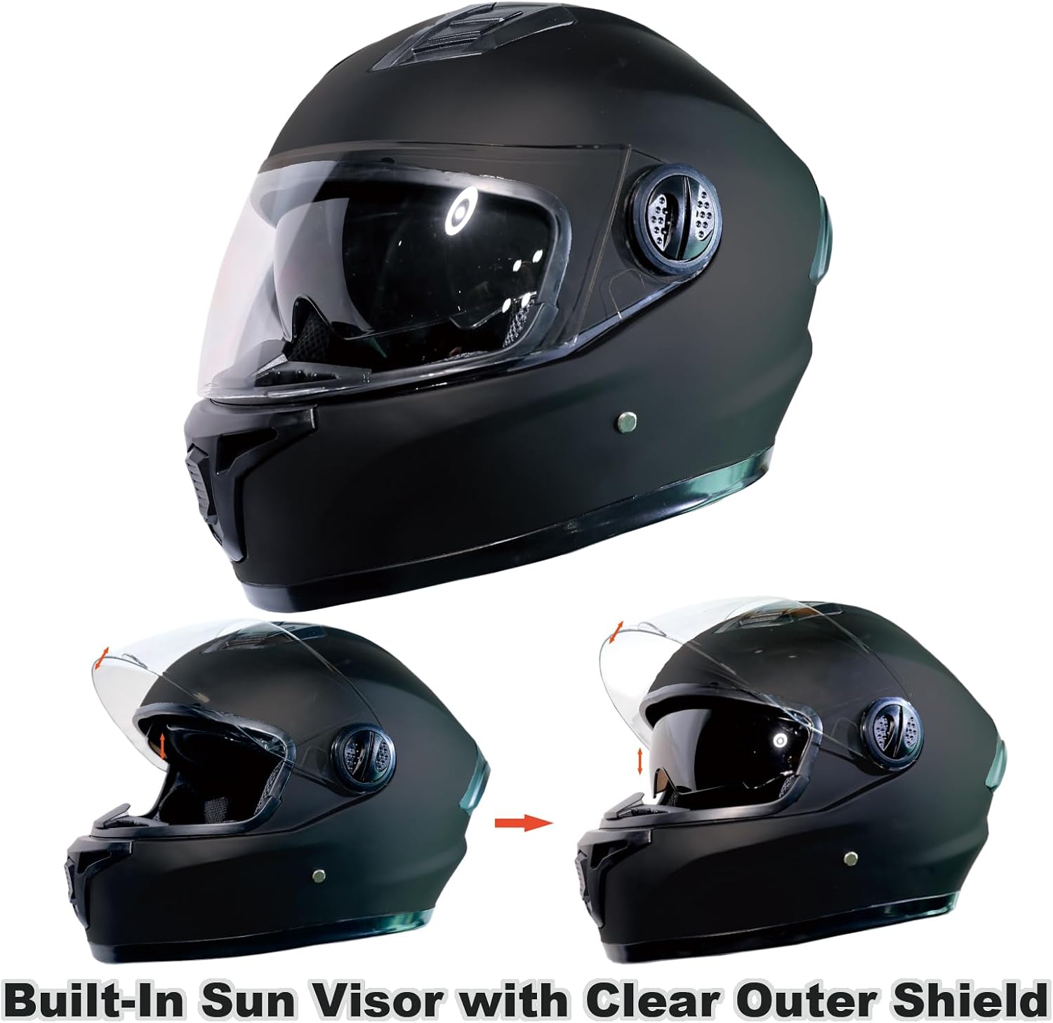 Full Face E-Bike Helmet Black DOT Dirt Bike Casual Dual Visor Helmet