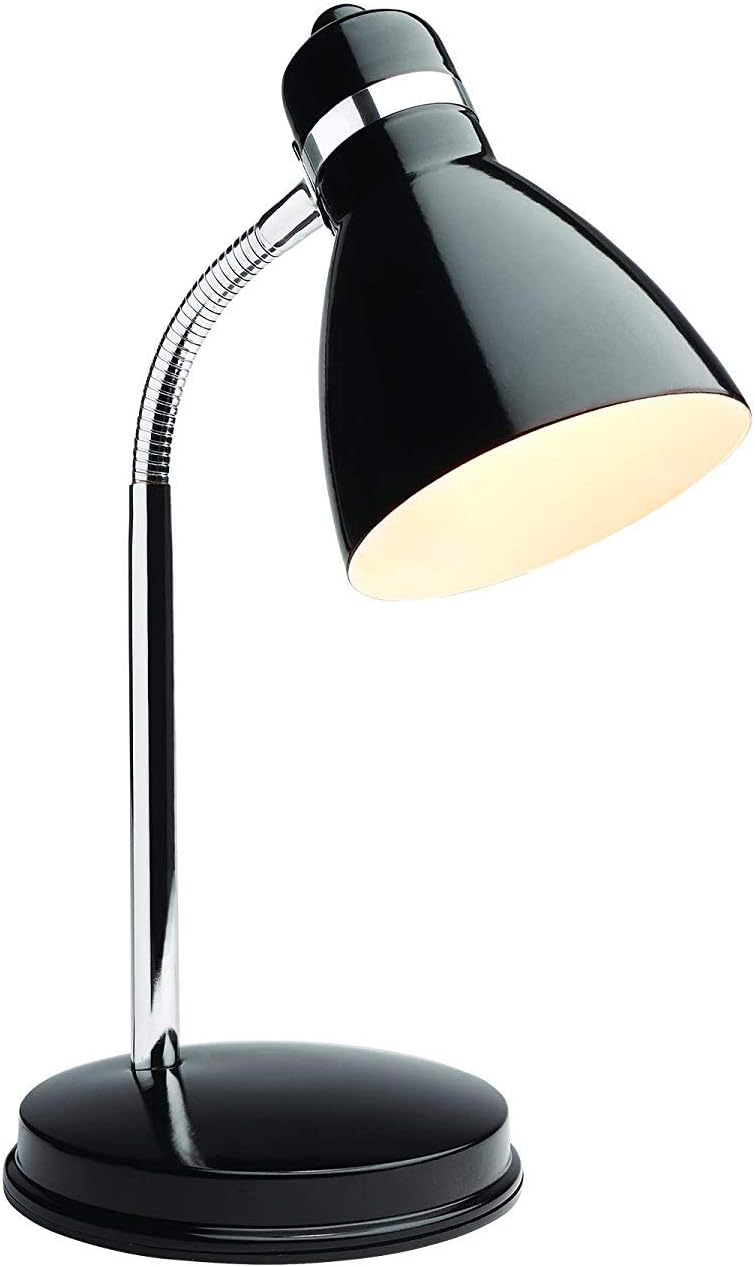 Newhouse Lighting NHDK-OX-BK Oxford Black Metal Flexible Classic Desk or Table Lamp for Office or Bedroom Use