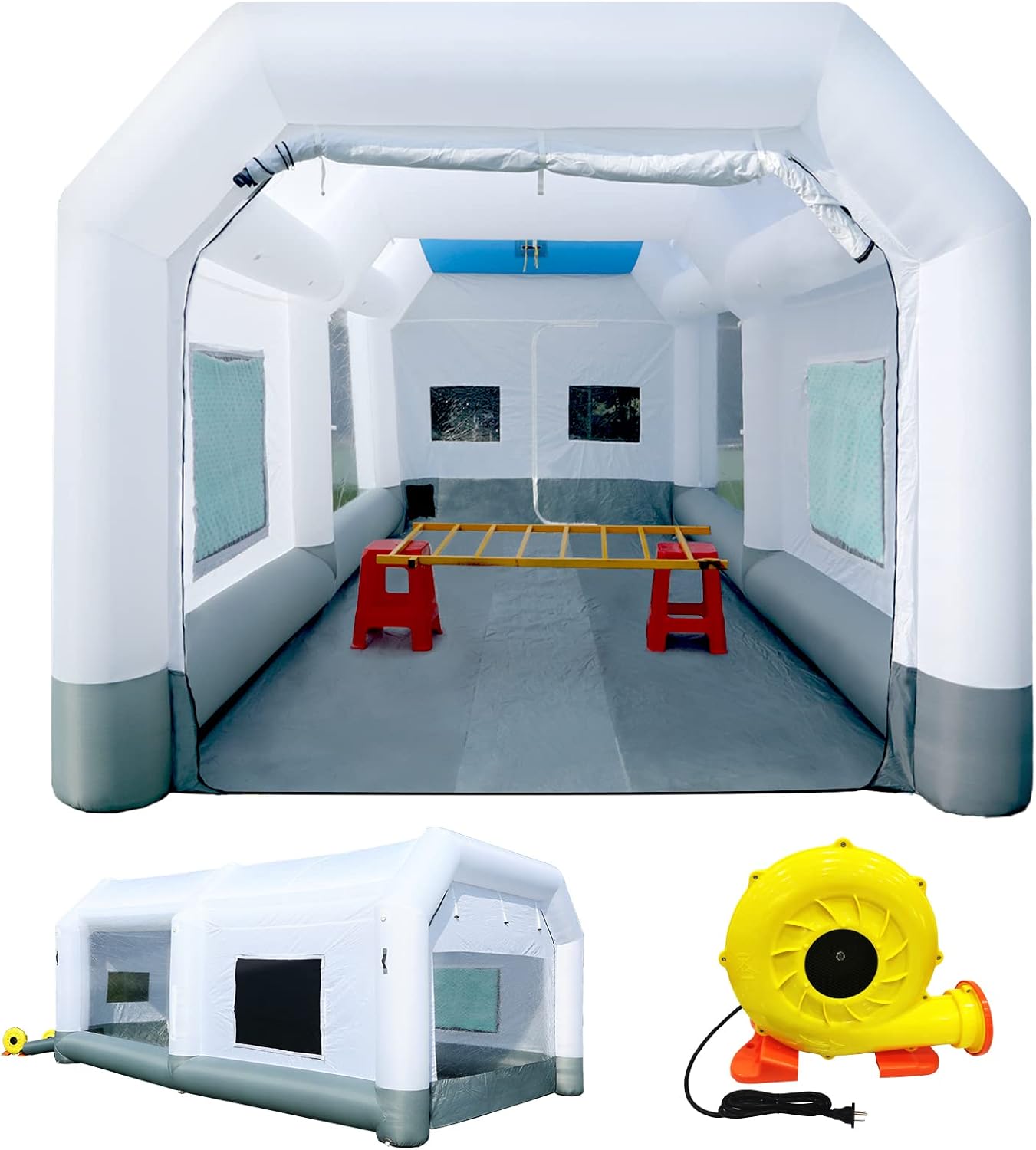 GORILLASPRO Portable Inflatable Paint Booth 26x15x10Ft, Inflatable Spray Booth with 2 Blowers (950W+950W)