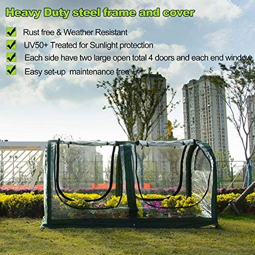 Porayhut Portable Greenhouse Tent, Easy Set-Up Gardening Flower House & Plant Sunshine Room with PVC Cover