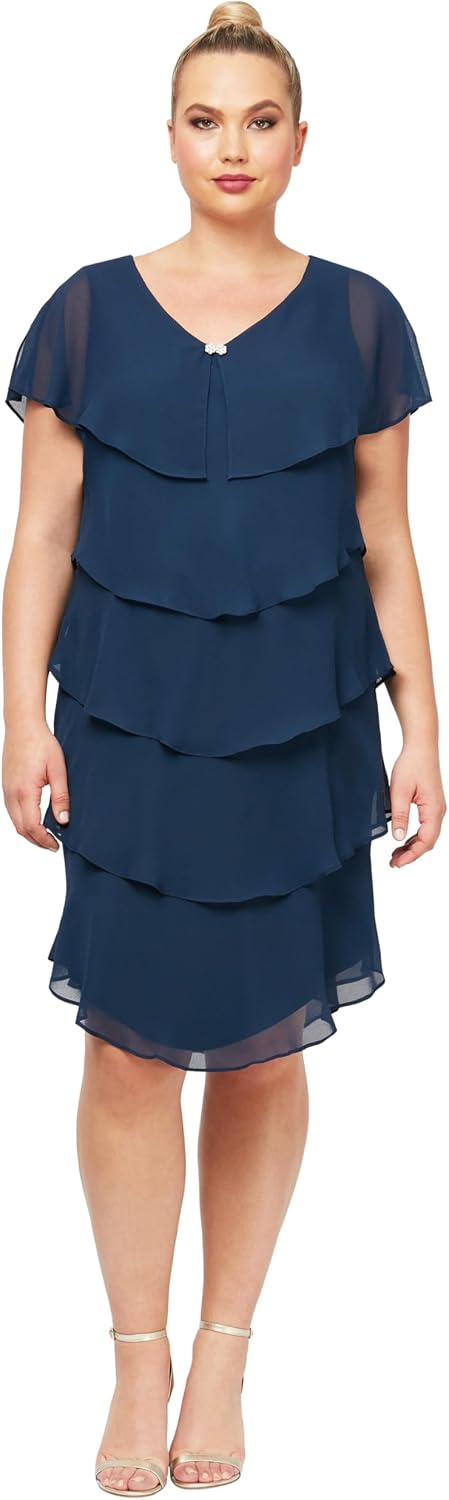 S.L. Fashions Women's Plus Size Tier Dress