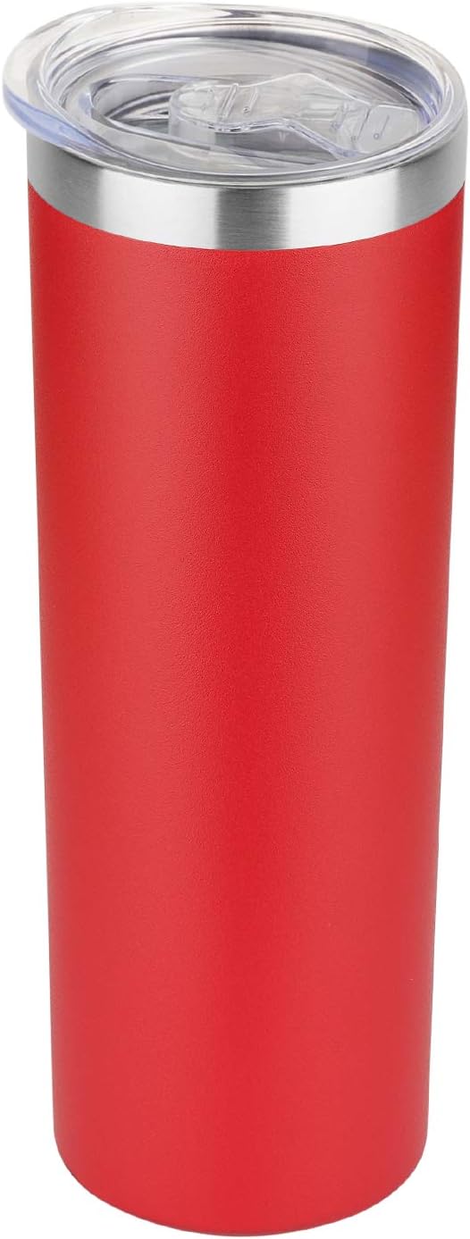 HASLE OUTFITTERS 20 oz Skinny Tumblers Bulk Set, Stainless Steel Insulated Slim Tumblers with Lids, Reusable Double Wall Travel Coffee Mugs